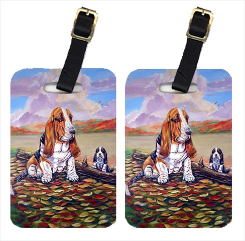 Picture of Carolines Treasures 7004BT Pair Of 2 Basset Hound Little One Watching Luggage Tags
