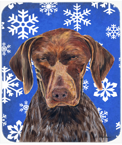German Shorthaired Pointer Winter Snowflakes Mouse Pad, Hot Pad or Trivet
