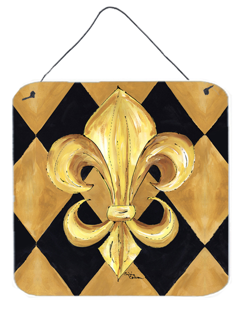 Black And Gold Fleur De Lis New Orleans Aluminium Metal Wall or Door Hanging Prints
