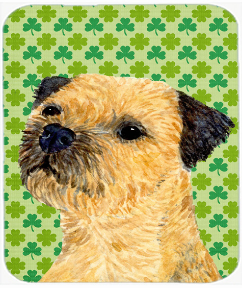 Border Terrier St. Patricks Day Shamrock Portrait Mouse Pad, Hot Pad or Trivet