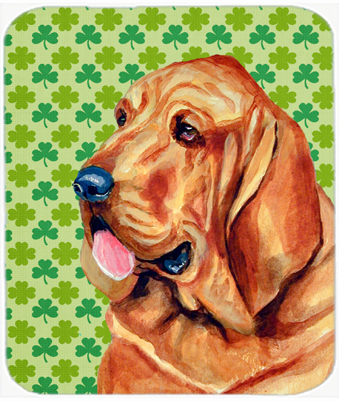 Bloodhound St. Patricks Day Shamrock Portrait Mouse Pad, Hot Pad or Trivet