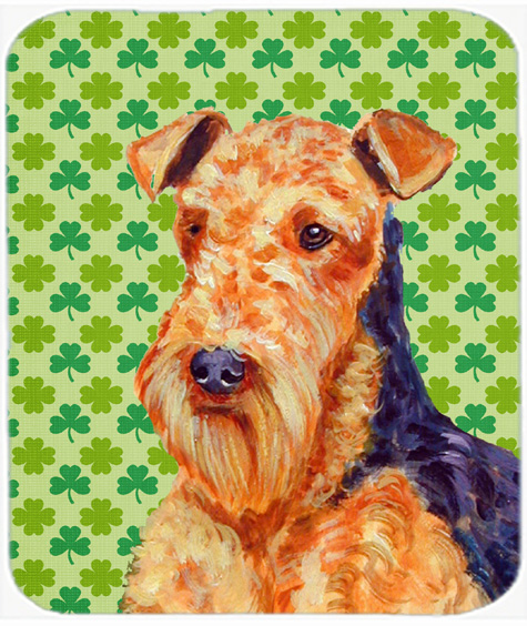 Airedale St. Patricks Day Shamrock Portrait Mouse Pad, Hot Pad or Trivet