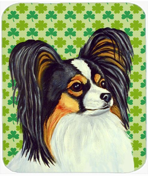 Papillon St. Patricks Day Shamrock Portrait Mouse Pad, Hot Pad or Trivet