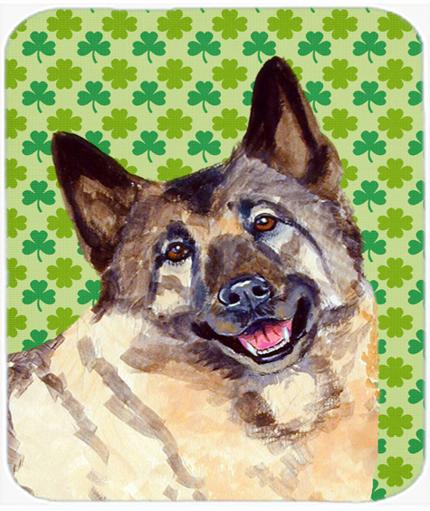 Norwegian Elkhound St. Patricks Day Shamrock Mouse Pad, Hot Pad or Trivet