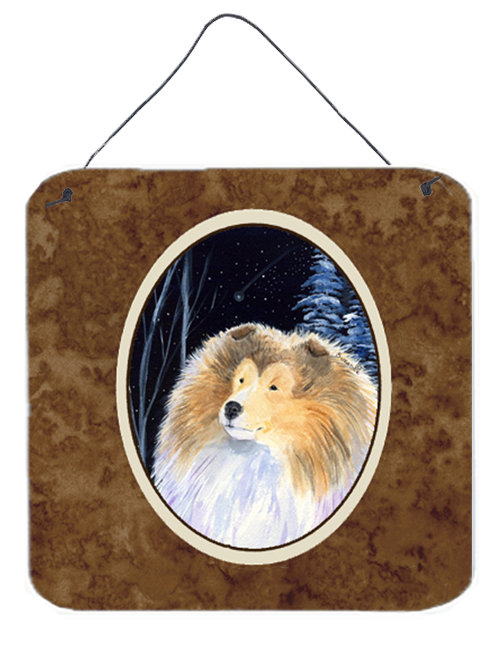 Starry Night Collie Aluminium Metal Wall or Door Hanging Prints
