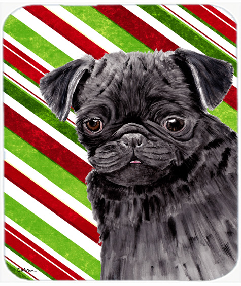 Pug Candy Cane Holiday Christmas Mouse Pad, Hot Pad or Trivet