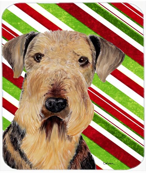 Airedale Candy Cane Holiday Christmas Mouse Pad, Hot Pad or Trivet