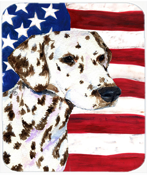 Usa American Flag With Dalmatian Mouse Pad, Hot Pad or Trivet
