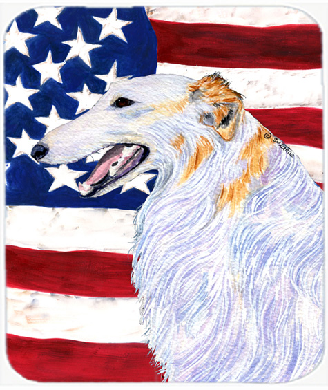 Usa American Flag With Borzoi Mouse Pad, Hot Pad or Trivet