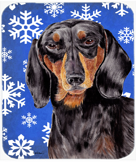 Dachshund Winter Snowflakes Holiday Mouse Pad, Hot Pad or Trivet