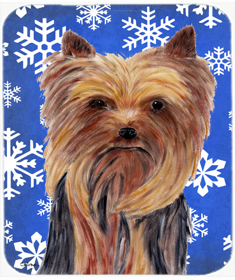 Yorkie Winter Snowflakes Holiday Mouse Pad, Hot Pad or Trivet