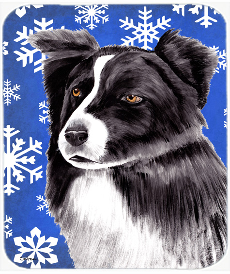 Border Collie Winter Snowflakes Holiday Mouse Pad, Hot Pad or Trivet