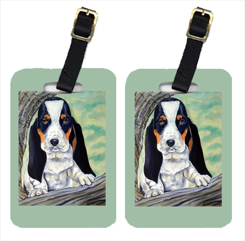 Picture of Carolines Treasures 7002BT Pair Of 2 Basset Hound At The Tree Luggage Tags