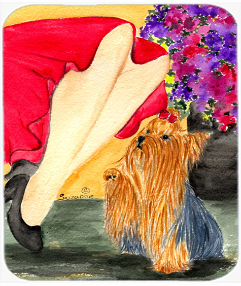 Lady With Her Yorkie Mouse Pad, Hot Pad or Trivet