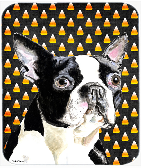 SC9171MP Boston Terrier Candy Corn Halloween Portrait Mouse Pad- Hot Pad or Trivet