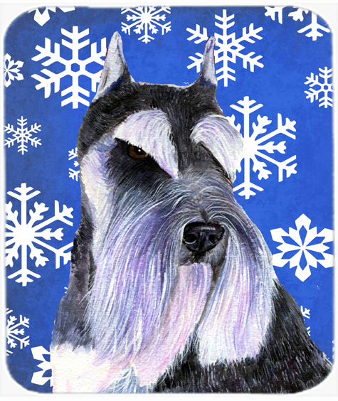 Schnauzer Winter Snowflakes Holiday Mouse Pad, Hot Pad or Trivet