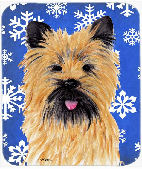 Cairn Terrier Winter Snowflakes Holiday Mouse Pad, Hot Pad or Trivet