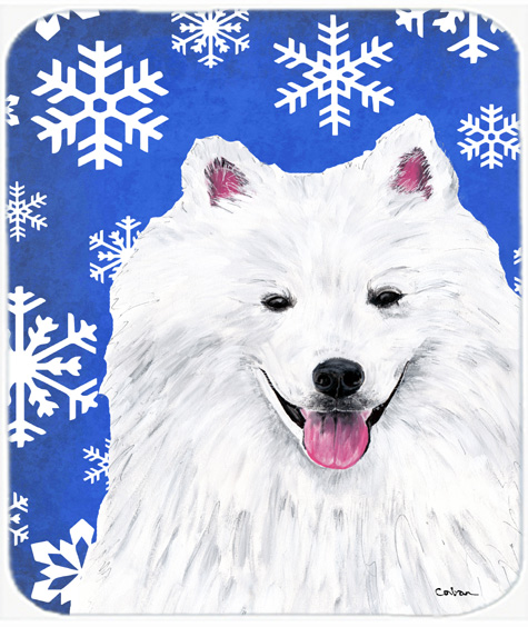 American Eskimo Winter Snowflakes Holiday Mouse Pad, Hot Pad or Trivet