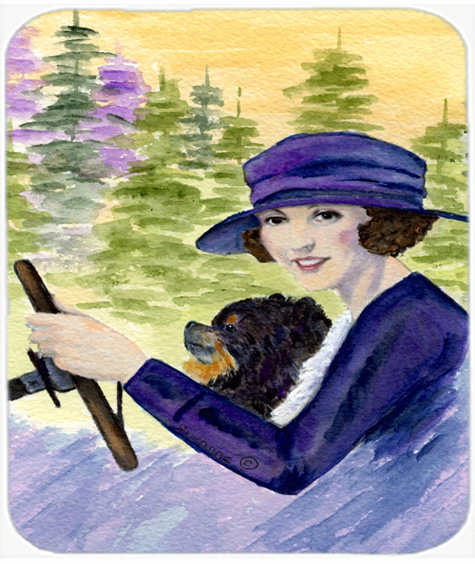 Lady Driving With Her Pomeranian Mouse Pad, Hot Pad or Trivet