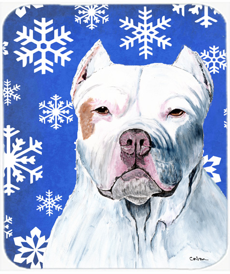 Pit Bull Winter Snowflakes Holiday Mouse Pad, Hot Pad or Trivet