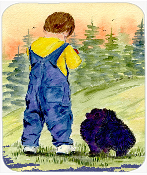 Little Boy With His Pomeranian Mouse Pad, Hot Pad or Trivet