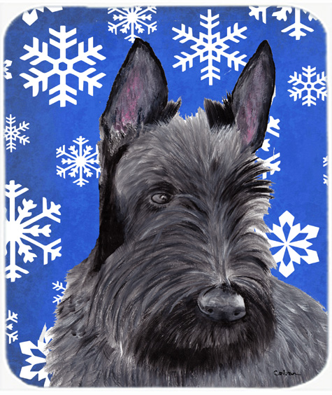 Scottish Terrier Winter Snowflakes Holiday Mouse Pad, Hot Pad Or Trivet