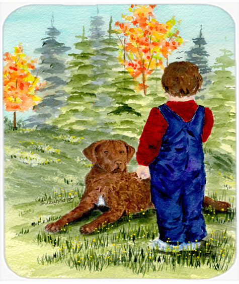Little Boy With His Chesapeake Bay Retriever Mouse Pad, Hot Pad Or Trivet