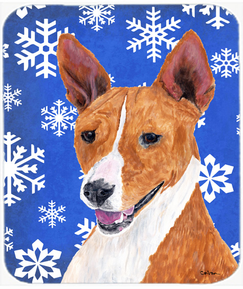 Basenji Winter Snowflakes Holiday Mouse Pad, Hot Pad Or Trivet