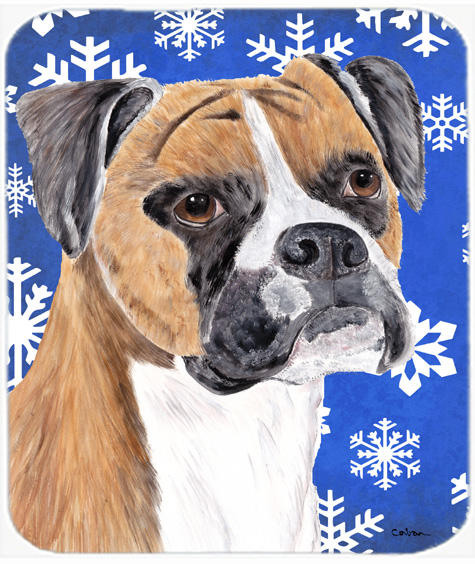 Boxer Winter Snowflakes Holiday Mouse Pad, Hot Pad Or Trivet
