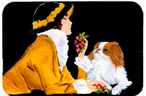 Lady With Her Japanese Chin Mouse Pad & Hot Pad Or Trivet