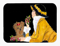 Lady With Her Yorkie Mouse Pad & Hot Pad Or Trivet