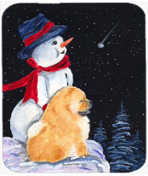 Snowman With Chow Chow Mouse Pad, Hot Pad Or Trivet