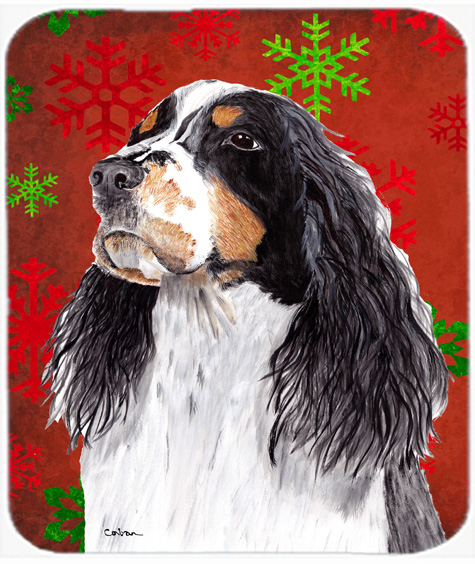 Springer Spaniel Red And Green Snowflakes Christmas Mouse Pad, Hot Pad Trivet