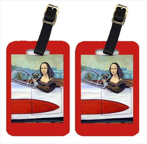 7043BT Pug And Mona Lisa Luggage Tags- Pack - 2