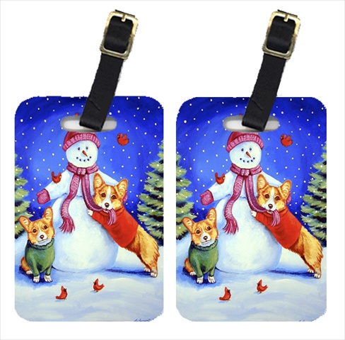 Snowman With Corgi Luggage Tags- Pack - 2