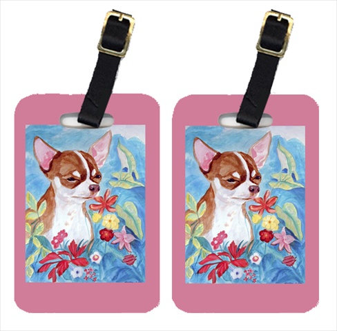 7053BT Chihuahua In Flowers Luggage Tags- Pack - 2