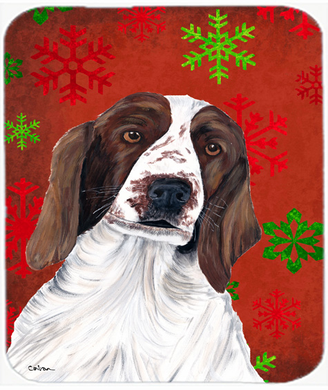 Welsh Springer Spaniel Snowflakes Christmas Mouse Pad, Hot Pad Or Trivet
