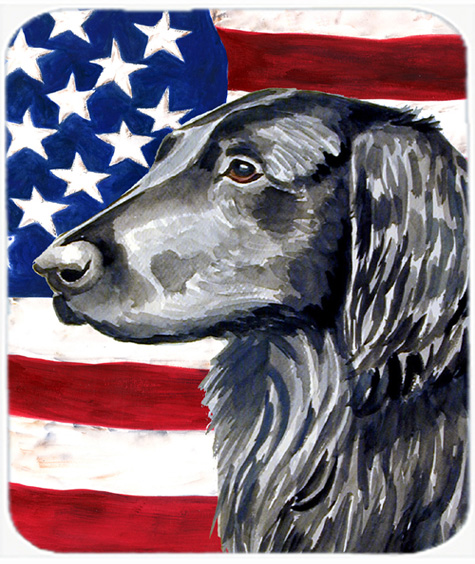 Usa American Flag With Flat Coated Retriever Mouse Pad, Hot Pad Or Trivet