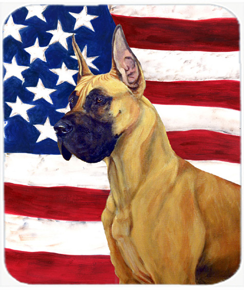 Usa American Flag With Great Dane Mouse Pad, Hot Pad Or Trivet