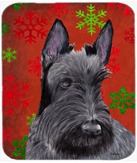 Scottish Terrier Red Green Snowflakes Christmas Mouse Pad, Hot Pad Or Trivet