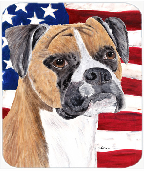 Usa American Flag With Boxer Mouse Pad- Hot Pad Or Trivet