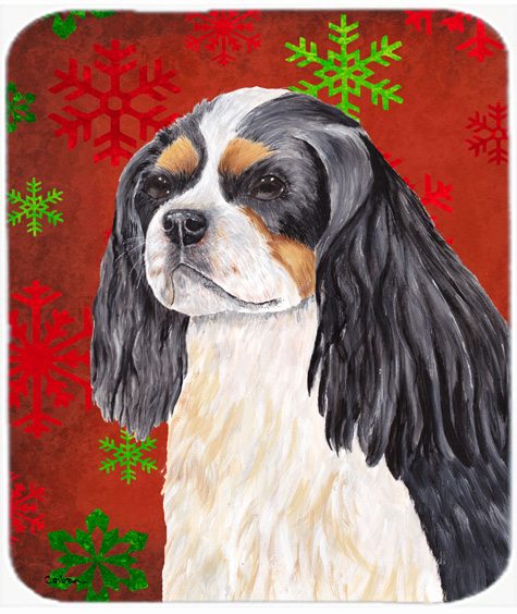 Cavalier Spaniel Red And Green Snowflakes Christmas Mouse Pad- Hot Pad Trivet