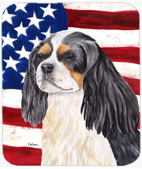 Usa American Flag With Cavalier Spaniel Mouse Pad, Hot Pad Or Trivet