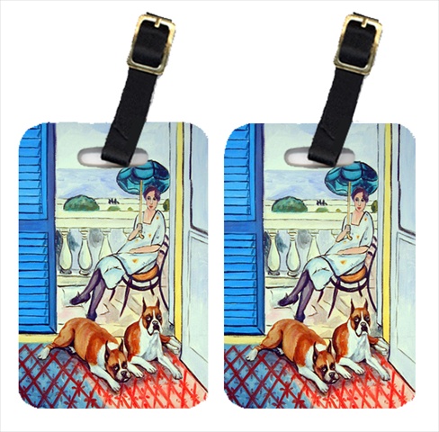 Lady With Her Boxer Luggage Tags- Pack - 2