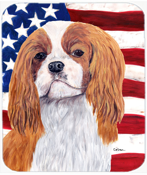 Usa American Flag With Cavalier Spaniel Mouse Pad, Hot Pad Or Trivet