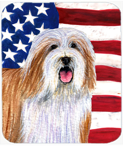 Usa American Flag With Bearded Collie Mouse Pad, Hot Pad Or Trivet