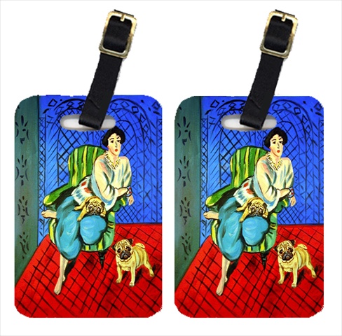 Lady With Her Pug Luggage Tags- Pack - 2