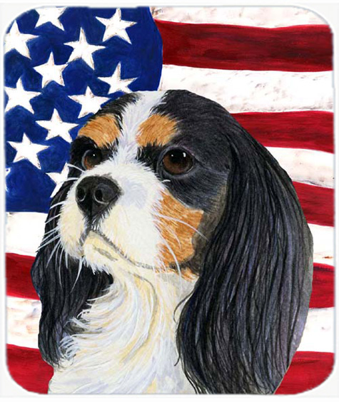 Usa American Flag With Cavalier Spaniel Mouse Pad, Hot Pad Or Trivet