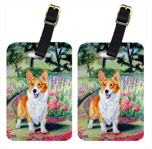Corgi Springtime In The Garden Luggage Tags- Pack - 2
