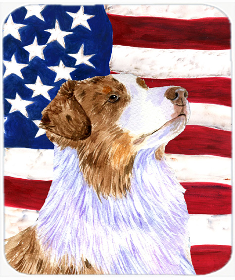 Usa American Flag With Australian Shepherd Mouse Pad, Hot Pad Or Trivet